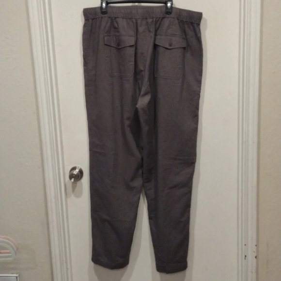 Oak Hill Men's Gray Drawstring Waist Pull-On Linen Blend Pants Size 1X/32-Casual - Picture 7 of 8